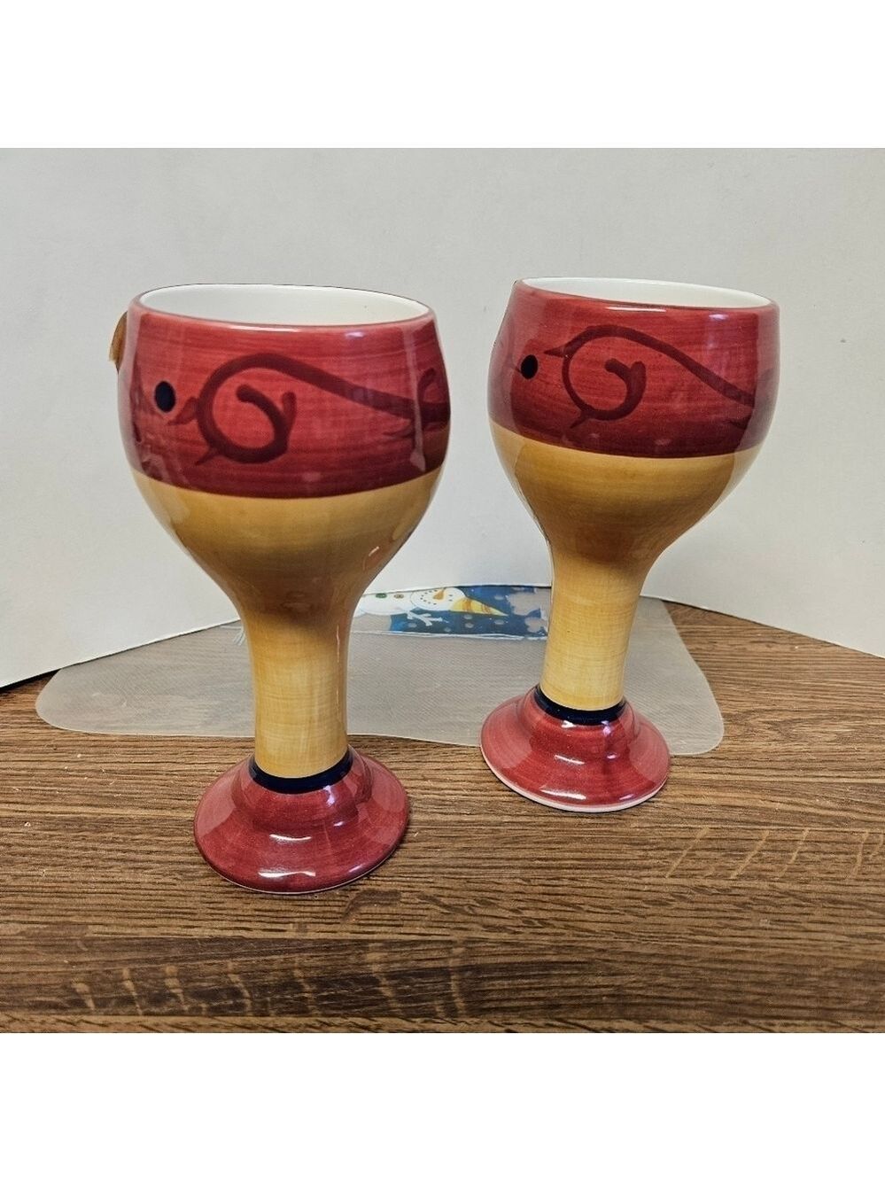 2 Living Art Handpainted Pottery Goblets - Picture 2 of 8